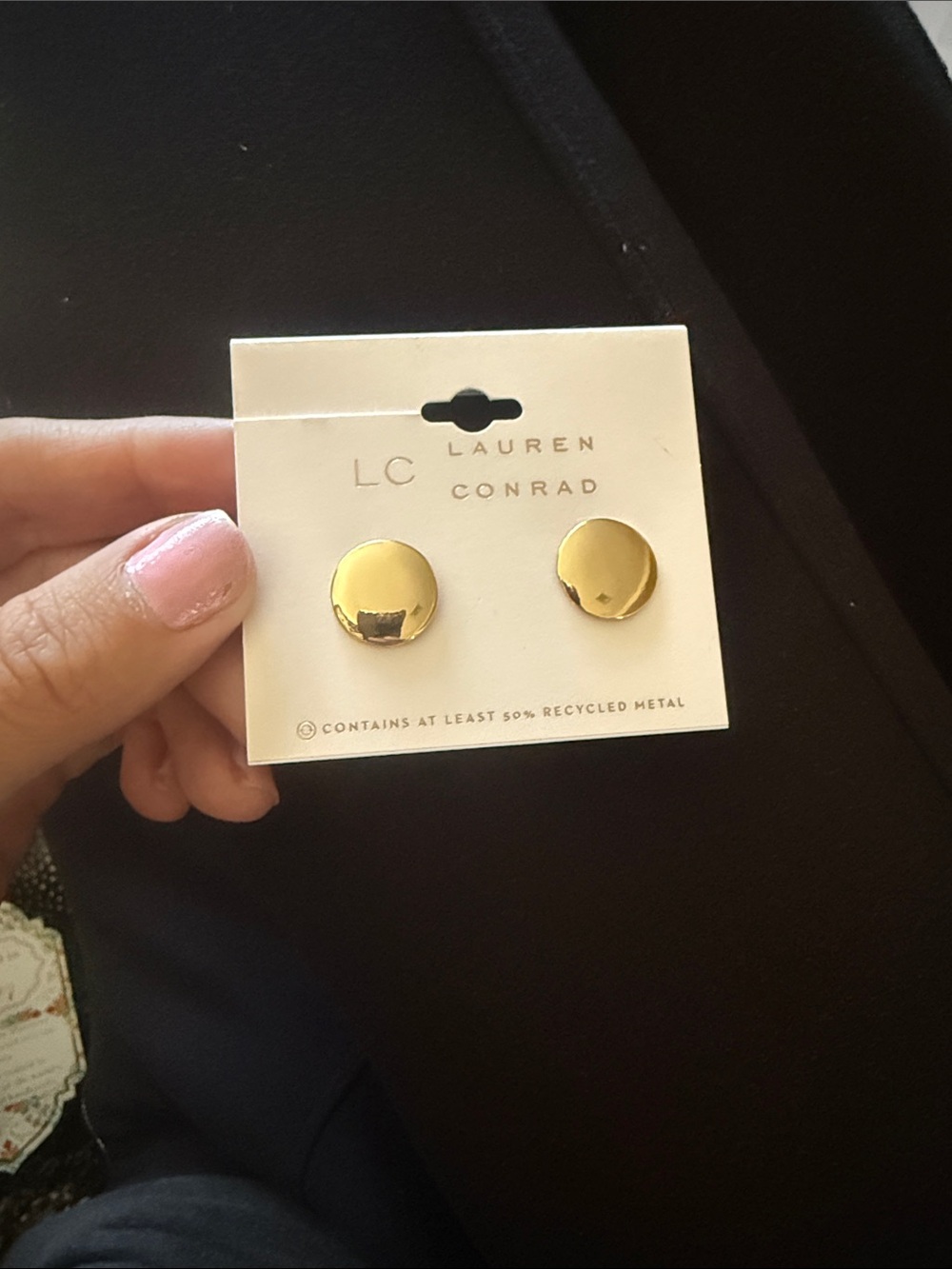 LC Lauren Conrad Shiny Gold Round Stud Earrings